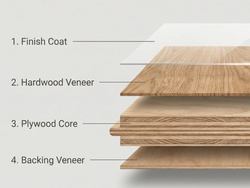 Engineered timber flooring grain and texture close up