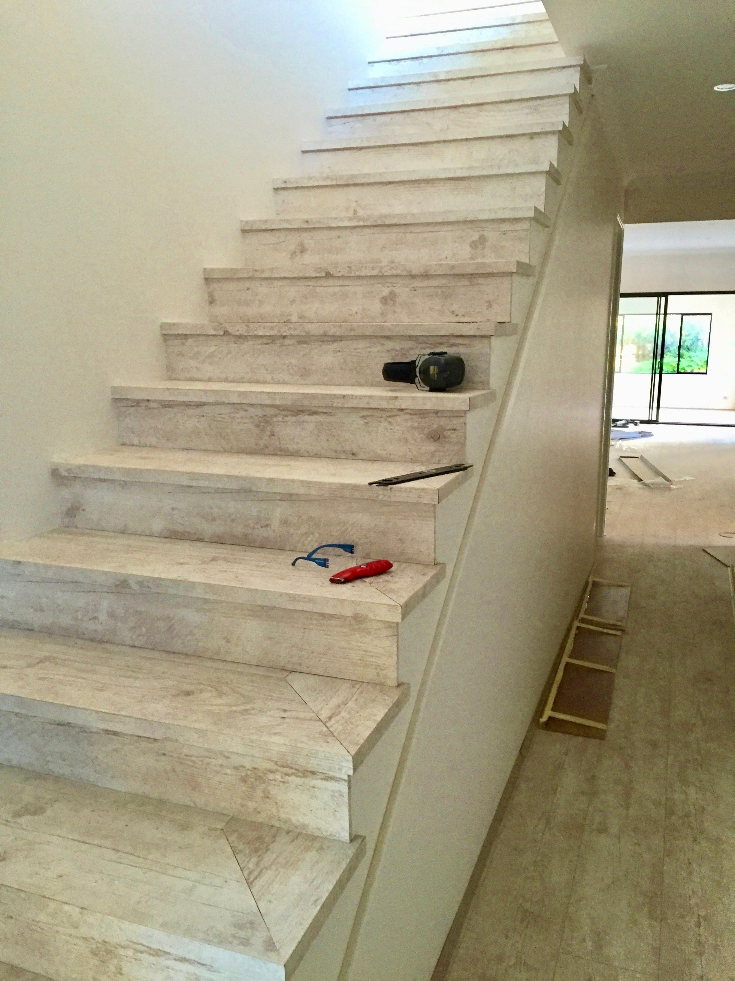 Modern staircase under construction