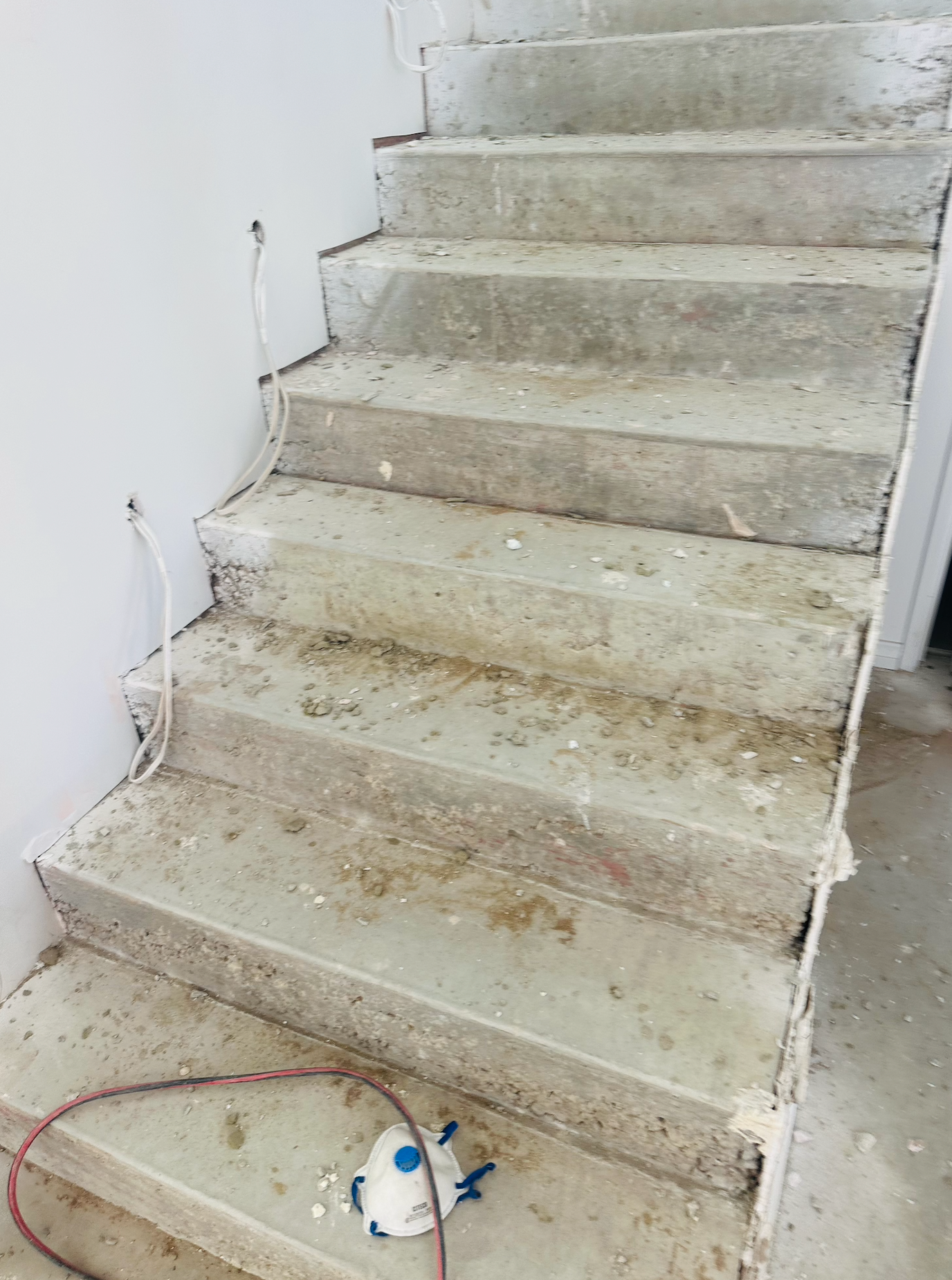 Concrete staircase preparation before installation